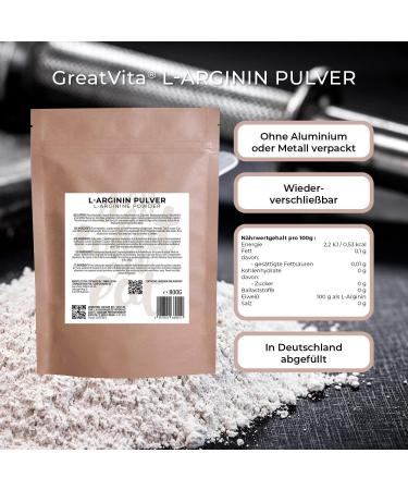  GREAT VITA GreatVita L-Arginine Base Powder 400 g High Dosed | High Quality Made in Germany | HCL Free and Purely Vegetable Free Die - Buy Online on GoSupps.com