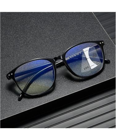 Retro Anti-Blue Light Multifocus Glasses for Men & Women - Ultra-Light Comfortable High-Resolution Reading Glasses in Outer Black & Inner Blue (Size: 1.00) - Buy Online on GoSupps.com