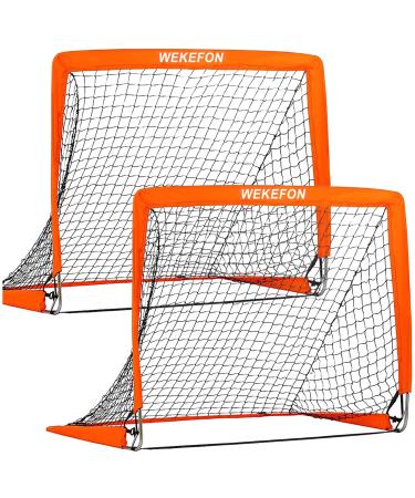 Soccer Goal Kids Soccer Net for Backyard Set of 2 - Size 2.9'x2.4' Portable Pop Up Practice Mini Soccer Goals with Carry Case - Lightweight and Foldable - Ideal Soccer Net for Kids Age 1-8 Orange