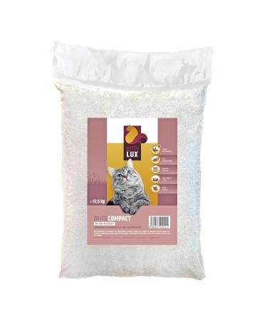 Kittylux clumping cat litter white compact 12.5kg with baby powder fragrance for sensitive cats lump litter 100% natural bentonite solid lump formation quick odor formation low consumption 12.5 kg baby powder