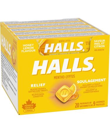 Halls Honey Lemon Cough Drops 9 count 20 Packs Cough Drops Honey Lemon Singles (Full Tray) - Buy Online on GoSupps.com
