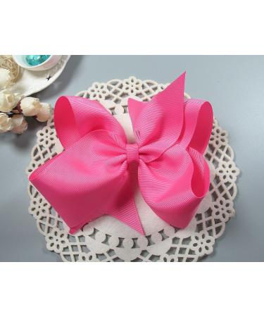 PrettyBoutique 6 Inches Girls Large Grosgrain Hair Bow Alligator Clip (Hot Pink) - Buy Online on GoSupps.com