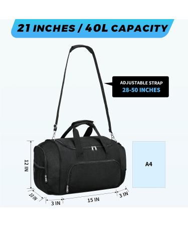 Vorspack Small Sports Duffle Bag - 40L Lightweight Gym Bag for Men and Women, Water Bottle Pocket, Ideal for Sports, Gym, Travel - Black - Buy Online on GoSupps.com