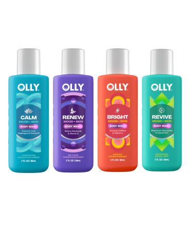 OLLY Body Wash Mixed Pack 4 Count to Restore Skin barrier & Hydrate skin 3 oz
