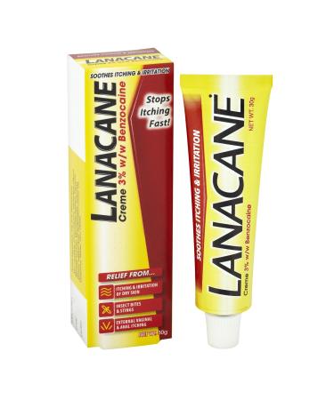 Lanacane Medicated Creme Tube Relief From Itching Insect Bites/Stings Genitalia/ Anal Itching 30 g