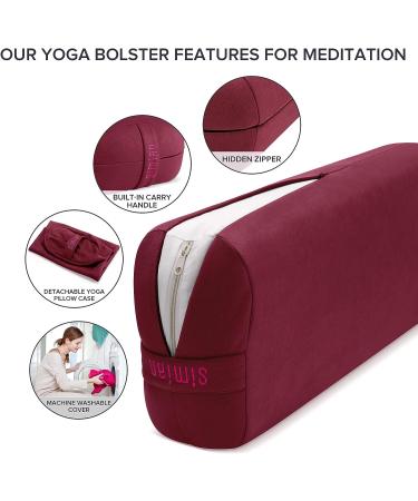 Premium Simian Yoga Bolster Pillow - Supportive Rectangular Cushion with Velvet Cover - Washable & Skin-Friendly - Ideal for Restorative & Yin Yoga - Burgundy - Buy Online on GoSupps.com