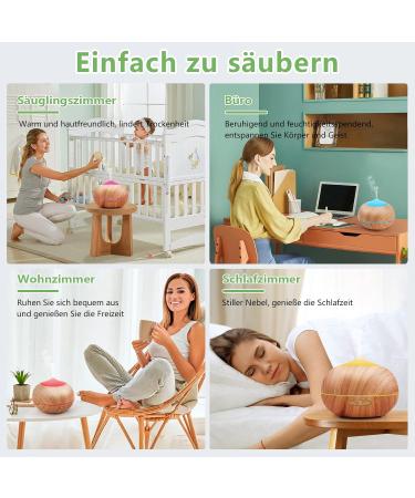Aroma Diffuser for Essential Oils - 400ml Ultrasonic Humidifier & Fragrance Lamp with 7 LED Colors | Perfect for Bedroom Office Yoga & Spa - Wood Grain Yellow - Buy Online on GoSupps.com
