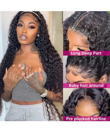 34 inch Water Wave Lace Front Wig | Brazilian Virgin Human Hair | 180% Density | Pre Plucked | Transparent HD Lace | for Black Women - Buy Online on GoSupps.com