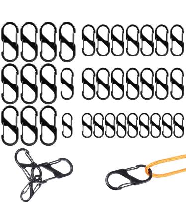 36 pieces s carabiner mini carabin hook metal Doppelkarabiner 8 shaped 2 openings 50mm/40mm/30mm carabiner small for outdoor camping at home (black)