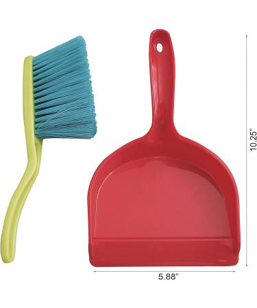 Home Essential 2 Packs - Junior Kids Mini Size (5.88'' x 10.25'') Heavy Duty Dustpan with Hand Brush for Sweeping and Cleaning of Kitchen Office Table-top Car - Buy Online on GoSupps.com