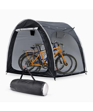 Bike Cover Storage Outdoor Portable Bicycle Tent for 4 Bike PU4000 Waterproof Cloth Durable 210D Oxford Fabric W/ Travel Bag Large Dark Grey