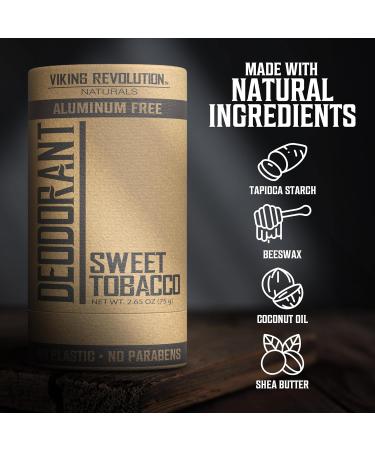 Viking Revolution Sweet Tobacco Deodorant for Men - Deodorant Men Aluminum Free with Shea Butter Tapioca Starch - Mens Deodorant Stain- Free and Baking Soda-Free - Natural Deodorant for Men (2.65oz) Sweet Tobacco 2.65 Ounce (Pack of 1) - Buy Online on GoSupps.com