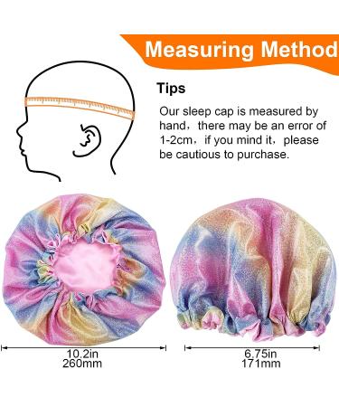 OIIKI 2PCS Kids Silk Bonnets - Colorful Sparkle Adjustable Caps for Soft Night Sleep - Hair Protect Accessories for Children - Buy Online on GoSupps.com