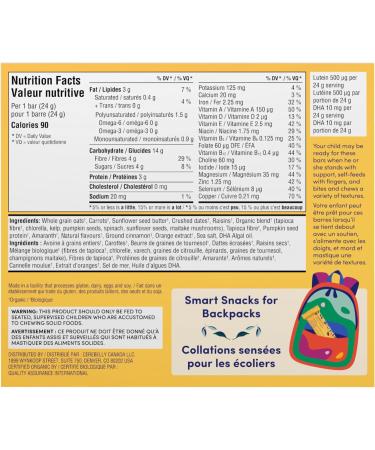 Cerebelly Organic Carrot Date Smart Bar Toddler Snack Bars 30-Pack Carton | 16 Nutrients Non-GMO No Added Sugar Clean Label Project | Barres sens es carotte et datte emballage de 30 - Buy Online on GoSupps.com