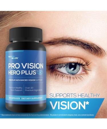 Pro Vision Hero Plus - Premium Advanced Vision Support - Vitamin Mineral & Herbal Vision Supplement - Support Healthy Day & Night Vision - Promote Reduced Eye Strain & Eye Pressure - Aid Eye Health - Buy Online on GoSupps.com