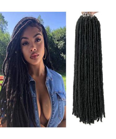 QRH 6Packs Goddess Gypsy Locs Crochet Hair 20Inch Pre Looped Straight Soft Faux Locs Dreadlock Crochet Braids Hair Extensions (20inch Straight 1B) 20 Inch (Pack of 6) Straight 1B