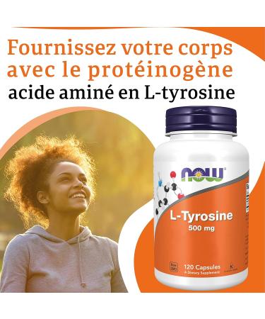 Now Foods L-Tyrosine 500 mg 120 Capsules Lab Tested Gluten Free Soy Free Non-GMO - Buy Online on GoSupps.com