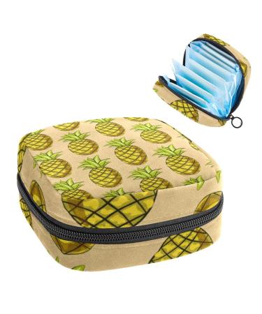 1 pack of women's bandages storage bag portable menstrual pad tampon zippering bag female menstruation first period bag for teenagers girls women pineapple patterns yellow colored 2