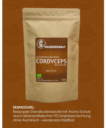 Cordyceps Bio Powder 500g - Premium EU Produced Mushroom Supplement from Slovenia - High Safety & Sustainability - German Brand - Buy Online on GoSupps.com