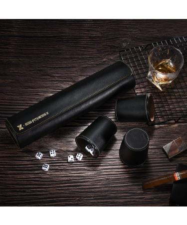 Premium Leather Dice Cup Set - 5 Cups, 25 Dice, Faux Leather Case with Magnetic Closure - Buy Online on GoSupps.com