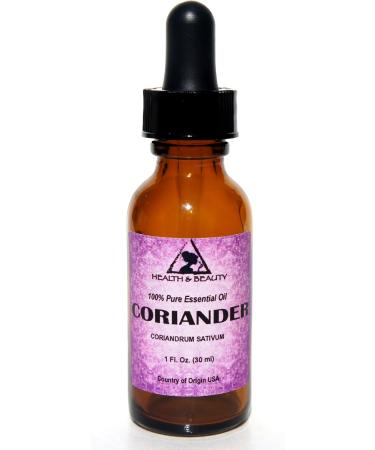 Coriander Essential Oil Aromatherapy Therapeutic Grade 100% Pure Natural 1 oz 30 ml with Glass Dropper - Buy Online on GoSupps.com