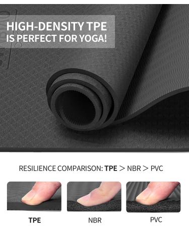 CAMBIVO Extra Thick Yoga Mat 72x24x0.24 inch - Professional TPE Workout Mat for Yoga, Pilates, Floor Exercises - Black with Carrying Strap | Men Women Kids - Buy Online on GoSupps.com