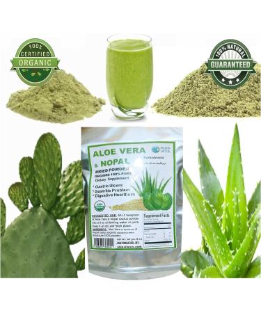 Organic Aloe Vera & Nopal Cactus Powder 1/2 Lb for Digestive Health | 100% Vegan & Pure | ALKAVITA Green - Buy Online on GoSupps.com