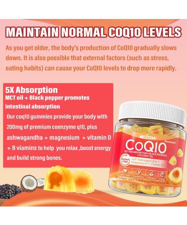 Buy CoQ10 Gummies 100mg & 200mg - Sugar-Free with Ashwagandha Magnesium B6 D3 Methyl B12 & B9 Energy & Heart Support Supplements for Adults - 60 Count - Buy Online on GoSupps.com