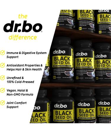 Black Seed Oil Capsules - Vegan Cold Pressed Nigella Sativa for Skin & Hair Health | Halal 500mg - 60 Softgels - Buy Online on GoSupps.com