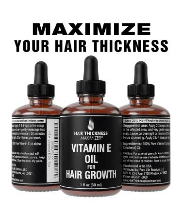 Vitamin E Hair Growth Serum for Thickening and Moisturizing - Vegan Scalp Treatment for Women and Men with Dry, Frizzy, Weak Hair - Unscented Liquid 1oz - Buy Online on GoSupps.com