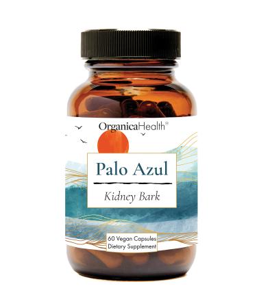 Kidney Wood Palo Azul Organic Wild Crafted from Mexico Blue Stick Tea Natural Kidney Support Cleanse Detox Glass Bottle Made in The USA 60 Vegan Capsules Herbal Supplement by Organica Health