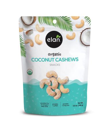 Elan Coconut Cashews Organic Snack, 5.6 oz, Roasted Cashew Nuts, Coated With Coconut, Coconut Sugar & Himalayan Sea Salt, Vegan, GMO-Free, Vegetarian, Gluten-Free 5.6 Ounce (Pack of 1)