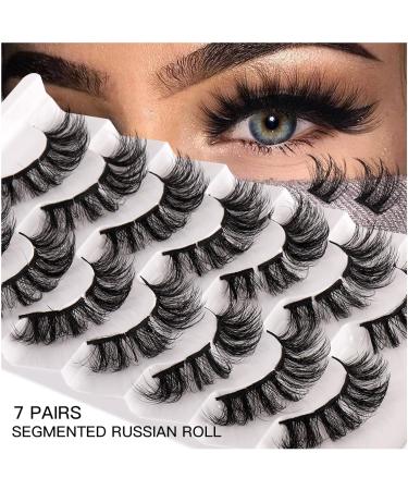 fdsmall False Eyelashes 8D Volume 15MM Wispy Long Fluffy Faux Mink Lashes Cat-Eye Natural Look False Eyelashes 7 Pairs (7 Pairs17) - Buy Online on GoSupps.com