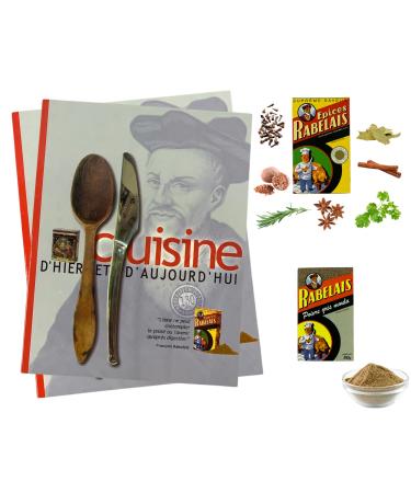 G n rique Rabelais recipe book with 1 can of Rabelais spices 50 g and 1 can of ground pepper 50 g