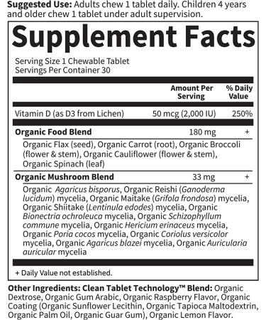 Garden of Life MyKind Organics Vegan D3 50 mcg - Raspberry-Lemon Chewable Tablets (30 Count) - Buy Online on GoSupps.com