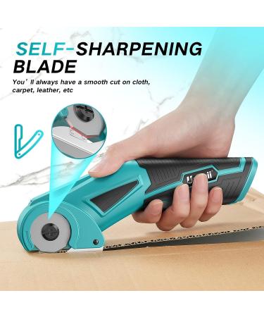 Cordless Electric Scissors Upgraded  Uaoaii 4V Electric Cardboard Box Cutter w/Safety Lock & LED Light  Rechargeable Fabric Cutter Power Rotary Cutters for Carpet Leather Felt  Effortless Blue - Buy Online on GoSupps.com
