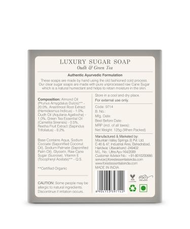 Buy Forest Essentials Luxury Sugar Soap Oudh & Green Tea 125g Premium Indian Skincare | International Shipping - Buy Online on GoSupps.com