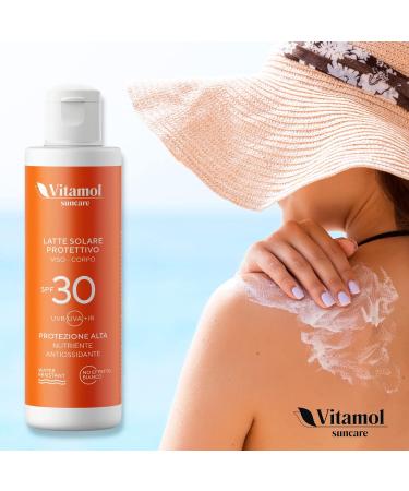  Vitamol Vitamol High Sun Protection SPF 30 Face and Body Sunscreen Lotion protects against UVA and UVB rays. No white cast. Water resistant. - Buy Online on GoSupps.com