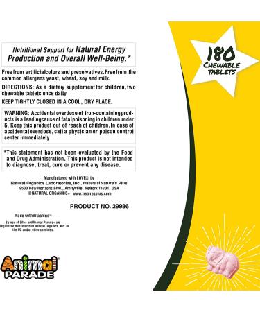 Nature's Plus Children's Chewable Multivitamins - Natural Grape Flavor, 180 Animal Shapes - Buy Online on GoSupps.com