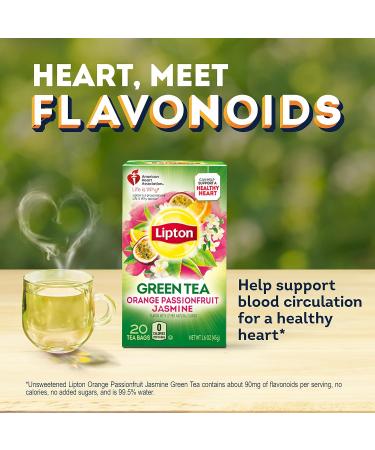 Lipton Orange Passionfruit Jasmine Green Tea Bags - 6 Boxes (20 Tea Bags Each) to Support Heart Health - Buy Online on GoSupps.com