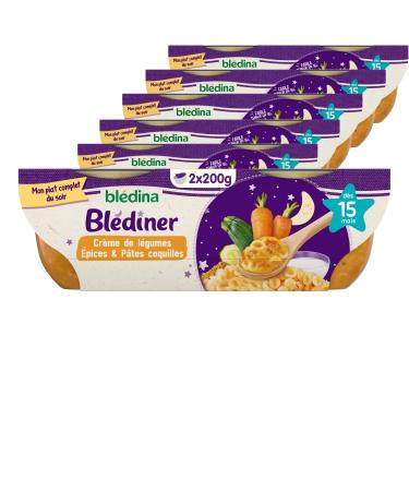 Bl dina - Blediner - 12 bols - Cr me de L gumes aux Epices Douces et P tes Coquilles - Pour le Diner de b b d s 15 Mois - Pack de 6x2
