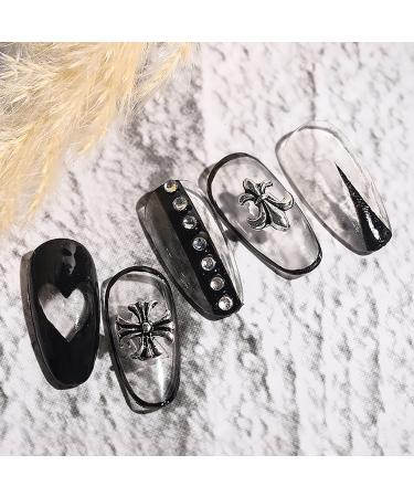 24 Pcs 3D Nail Charms Nail Art Accessories Metal Nail Studs Retro Cross Punk Nail DIY Decoration Tools