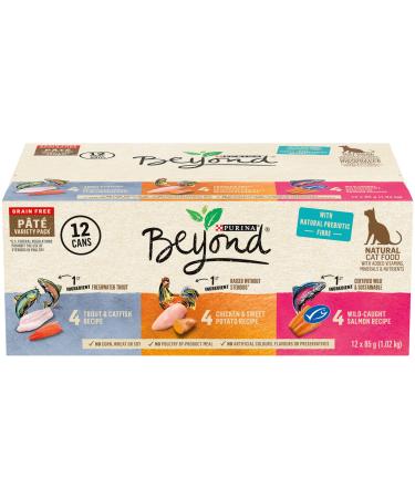 Beyond Grain Free Natural Wet Cat Food Pate Variety Pack 3 Flavours - 85 g Can (12 Pack)