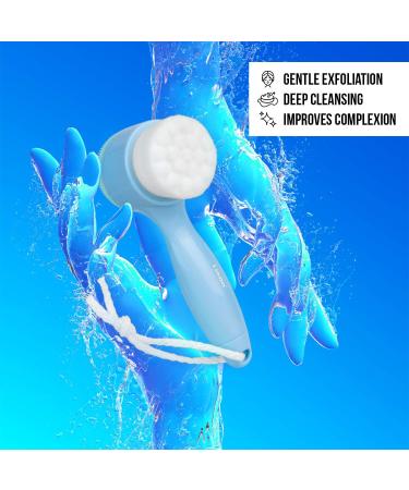 Lindo 2-in-1 Face Cleansing Brush - Gentle and Deep Clean Facial Cleanser (Blue) - Buy Online on GoSupps.com