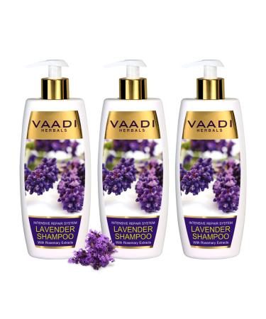 Vaadi Herbals Lavender with Rosemary Extract Shampoo Intensive Repair Shampoo ALL Natural Paraben Free Sulfate Free Suitable for All Hair Types Value Pack of 3 X 11.8 Oz