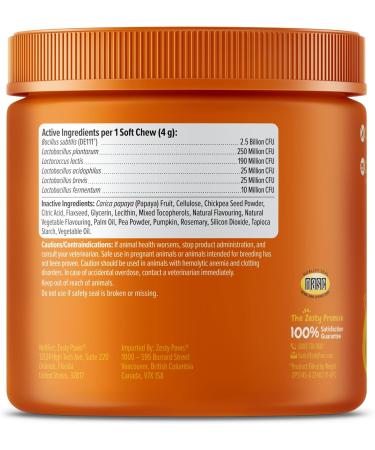 Zesty Paws Probiotic Chews for Dogs - Gut Flora & Immune System Support - Premium DE111 Bacillus subtilis - Pumpkin Flavour - 90 Count Pumpkin 90 Count - Buy Online on GoSupps.com