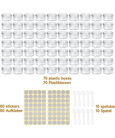 70 Pcs Cosmetic Jars 5 ML Sample Pots For Cosmetics Travel Pots For Cream Travel Pots For Toiletries Travel Pot Cosmetic Pots For Women (70 transparent) - Buy Online on GoSupps.com