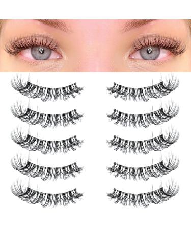 KSYOO Cat Eye Lashes Wispy Natural Look,D Curl 8-15mm Clear Band 3D False Eyelashes Multipack,Soft Faux Mink Wispy Eyelashes ,Wispy Effect, Quality Synthetic - 5 Pairs (Clear Band A8) - Buy Online on GoSupps.com