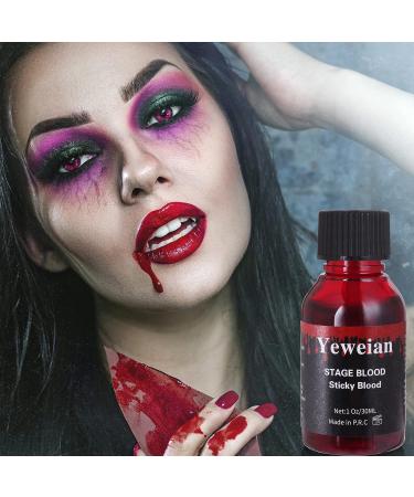 Yeweian Edible Fake Blood (1.06 oz) - Sticky & Washable SFX Makeup for Halloween Costume, Zombie, Vampire, Monster - Bright Color - Buy Online on GoSupps.com