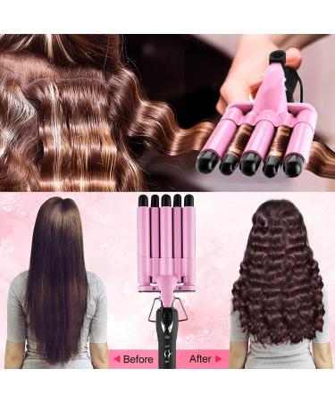 5 Barrel Hair Curling Iron - 16mm Ceramic Crimper with Adjustable Temperature & Gloves - Perfect for International Shipping - Buy Online on GoSupps.com